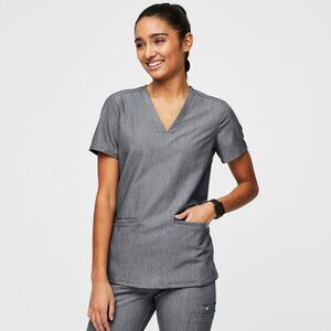 FIGS Casma Three-Pocket Scrub Top in Graphite Gray